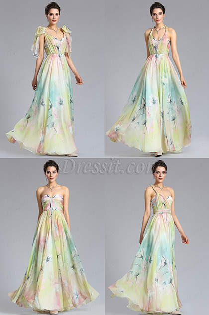 eDressit A Line Strapless Print Evening Dress Bridesmaid Dress