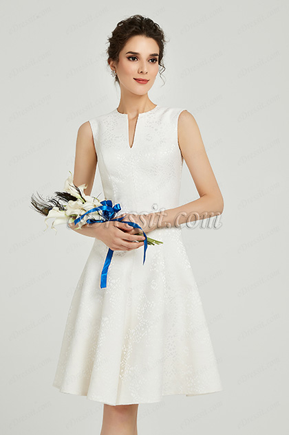 White Short Knee Length Cocktail Party Dress